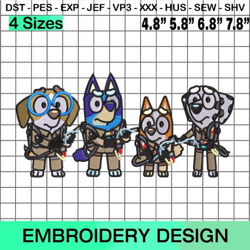 Bluey The Military And His Friends Embroidery Design