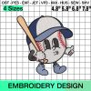 Baseball Embroidery Designs, Baseball Mascot Machine Embroidery Designs, Kids Baseball Embroidery Design