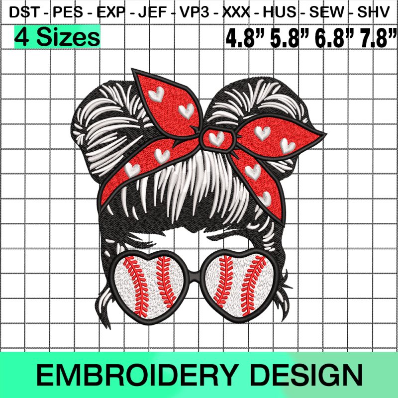 Baseball Coquette Bow Mom Embroidery Design