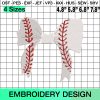 Baseball White Bow Tie Embroidery Design