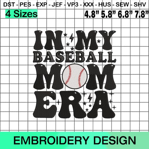 In My Baseball Mom Embroidery Design