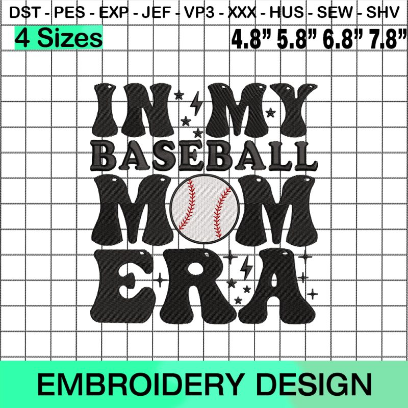 In My Baseball Mom Embroidery Design