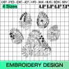 Floral Pet Paw Embroidery Design