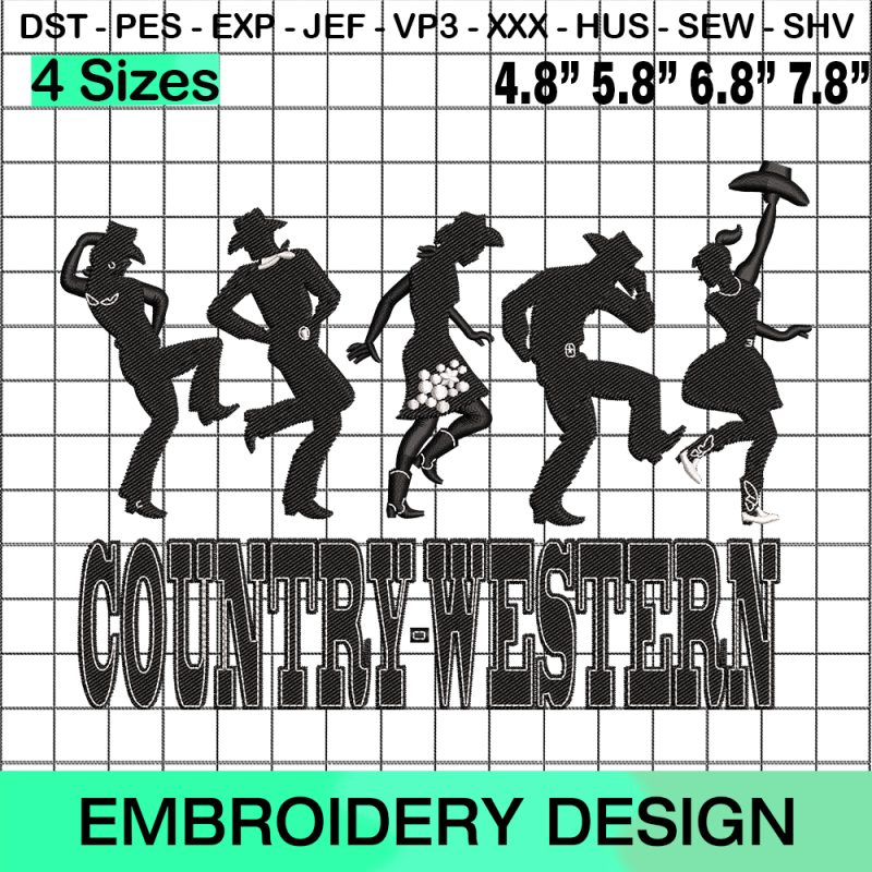 Country-Western Dance Embroidery Design