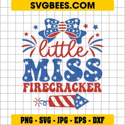 Little Miss Firecracker Svg, Retro 4th of July Svg, American Girl Svg