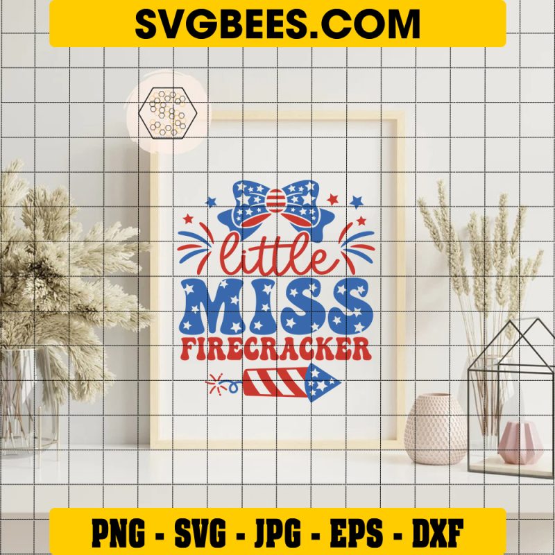 Little Miss Firecracker Svg Retro 4th Of July Svg American Girl Svg Svgbees