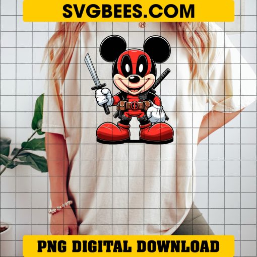 Mickey Deadpool PNG, Deadpool Mickey Mouse PNG on shirt
