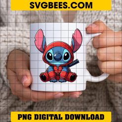 Stitch Deadpool PNG, Deadpool X Stitch PNG on cup
