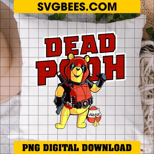 Winnie The Pooh X Deadpool PNG, Winnie The Deadpool PNG on pillow
