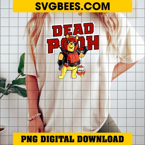 Winnie The Pooh X Deadpool PNG, Winnie The Deadpool PNG on shirt