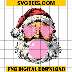 Cool Santa PNG, Christmas PNG, Bubblegum PNG, Pink Heart Sunglasses PNG