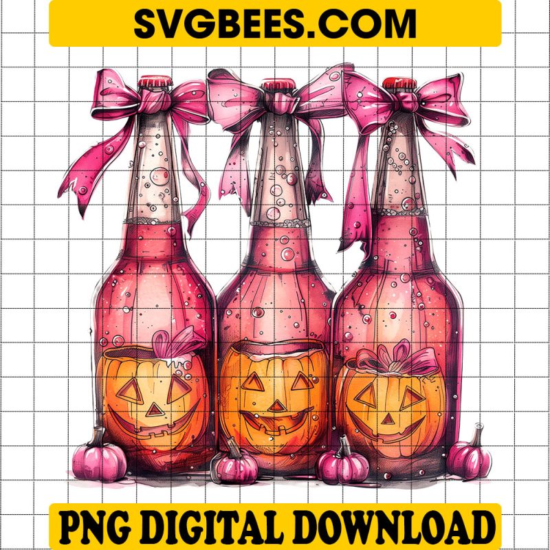 Halloween Beer, Pink Halloween Coquette Bow Embroidery Design