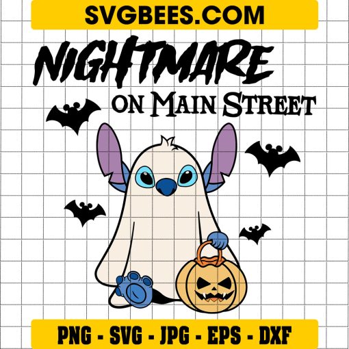 Stitch Ghost with Pumpkin SVG, Halloween Disney Stitch SVG, Stitch With Pumpkin SVG