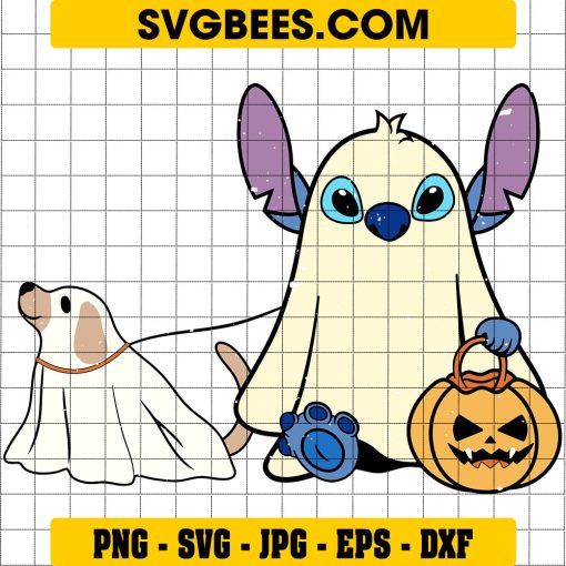 Ghost Stitch SVG, Disney Halloween SVG, Pumpkin Bucket SVG, Dog Ghost SVG