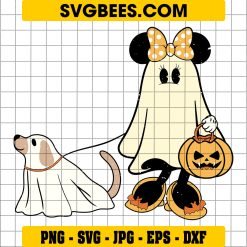 Minnie Ghost SVG, Disney Halloween SVG, Pumpkin Bucket SVG, Dog Ghost SVG