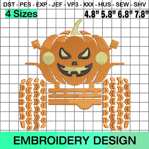 Pumpkin Scary Face Offroad Embroidery Design