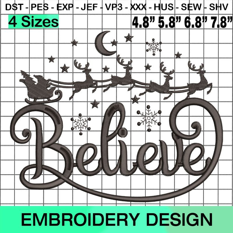 Believe Embroidery Design