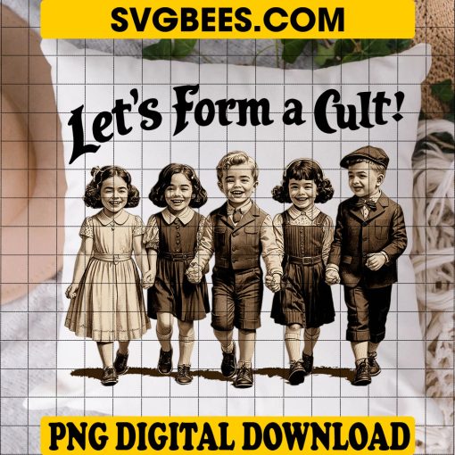 Let's Form a Cult PNG, Funny Retro PNG, Sarcastic Children's Drawing PNG - Image 6