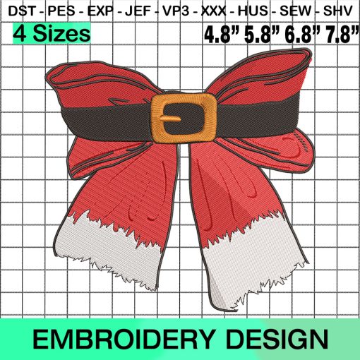 Christmas Bow Ribbon Embroidery Design