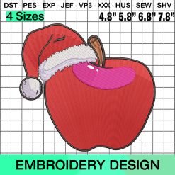 Santa Hat Apple Embroidery Design