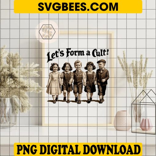 Let's Form a Cult PNG, Funny Retro PNG, Sarcastic Children's Drawing PNG - Image 5