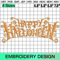 Happy Halloween Horror Embroidery Design