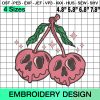 Dripping Cherry Design, Halloween Skull Fruit Embroidery Dersign