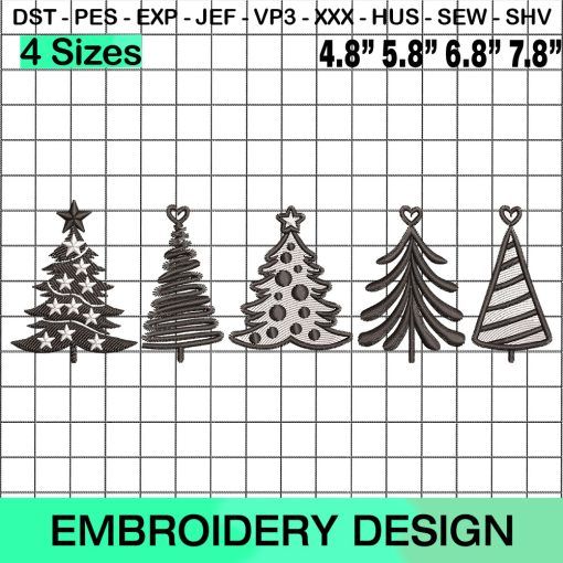 Christmas Trees Embroidery Design