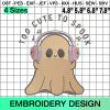 Happy Ghost with Headphones, Too Cute To Spook Embroidery Design