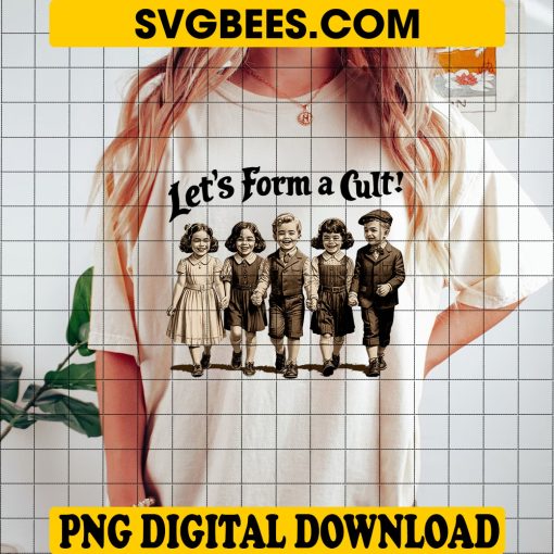 Let's Form a Cult PNG, Funny Retro PNG, Sarcastic Children's Drawing PNG - Image 2