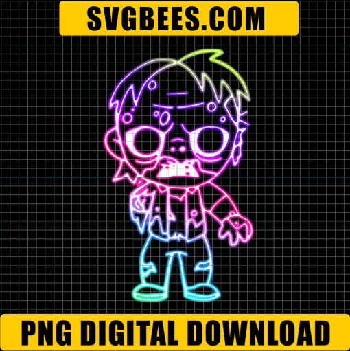 Creepy Zombie Kid PNG, Zombie PNG, Halloween PNG, Horror PNG, Neon PNG