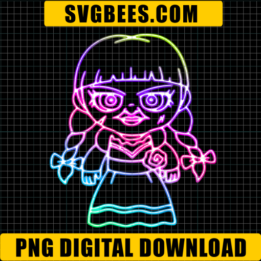 Spooky Girl Doll PNG, Doll PNG, Horror PNG, Halloween PNG, Neon PNG