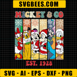 Mickey And Co SVG, Disney Christmas SVG, Mickey Mouse, Minnie Mouse, Pluto, Goofy, Daisy Duck, Donald Duck SVG