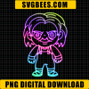 Neon Chucky PNG, Horror Character PNG, Halloween PNG