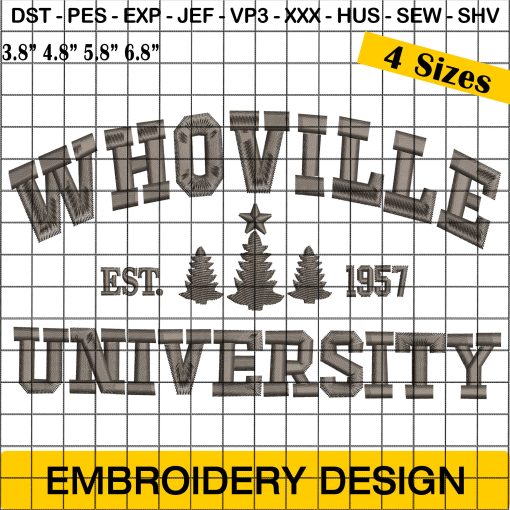 Whoville University Embroidery Design for Christmas Embroidery Designs