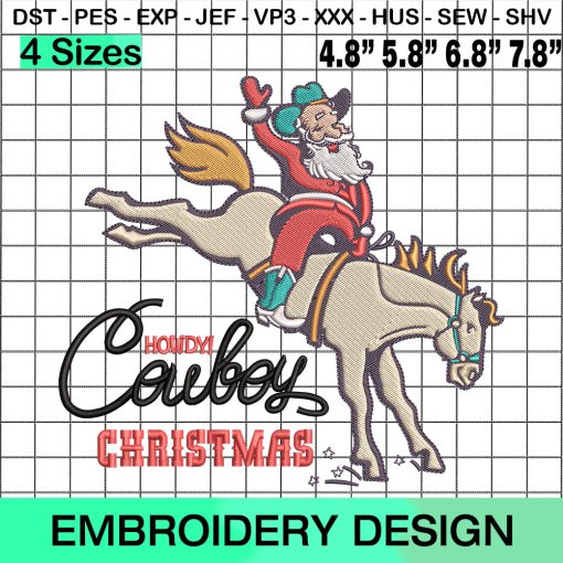 Cowboy Christmas Embroidery Designs: Santa & Howdy Christmas