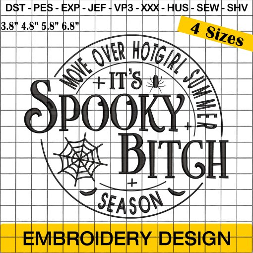 Spooky Bitch Embroidery Design, Halloween Embroidery Design