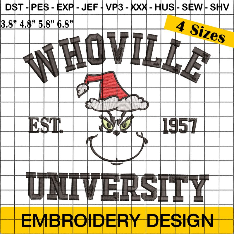 whoville university embroidery design