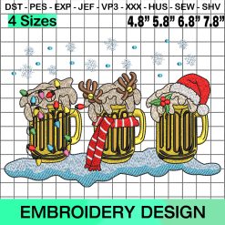 Christmas Mugs & Santa Hat Embroidery Design