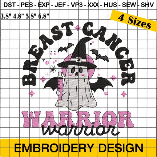 Breast Cancer Embroidery Design, Halloween Ghost Embroidery Design, Breast Cancer Warrior