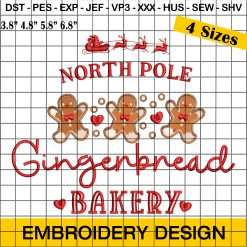 Gingerbread Bakery Embroidery Design, Christmas North Pole Embroidery Design