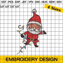 Santa Embroidery Designs, Christmas Lights Embroidery Design