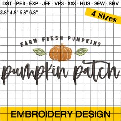 Farm Fresh Pumpkins Pumpkin Patch Embroidery Design, Halloween Embroidery Design