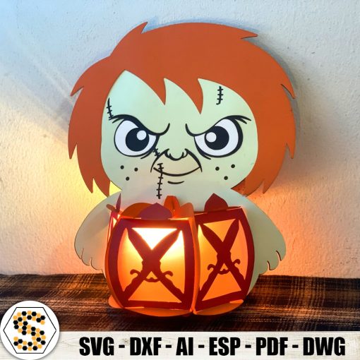 Chucky Lantern 3D Paper Cut, Halloween Lantern 3D Paper Cut