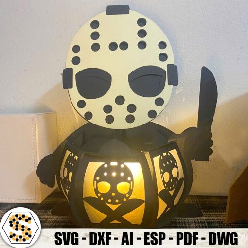 Jason Voorhees Lantern 3D Paper Cut, Halloween 3D Paper Cut