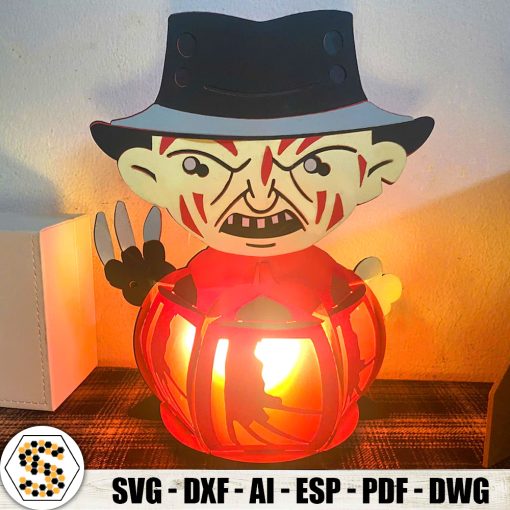 Freddy Kruger Lantern 3D Paper Cut, Halloween 3D Paper Cut