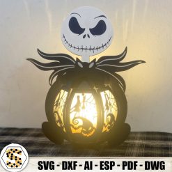 Jack Skellington Lantern 3D Paper Cut, Halloween Lantern 3D Paper Cut