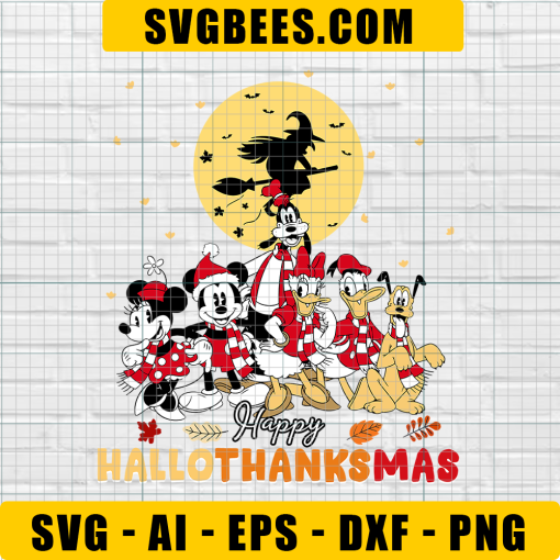 Happy Hallothanksmas SVG, Mickey And Co SVG, Disney Christmas SVG, Disney Halloween SVG