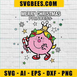 Little Miss Christmas SVG, Merry Christmas Princess SVG, Cute Christmas SVG