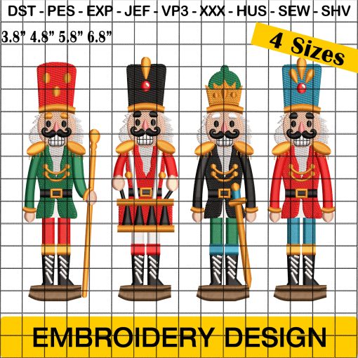 4 Nutcracker Embroidery Designs - Christmas Embroidery